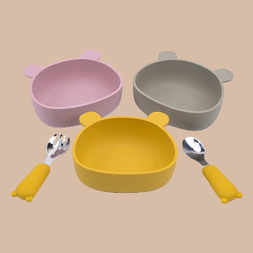 Bol en Silicone pour Bébé – Antidérapant, Forme Panda, Apprentissag